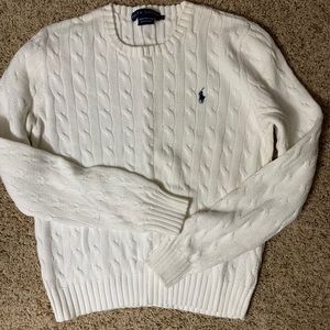 Bright white cable knit sweater